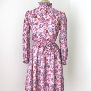 Vintage 70s Pink and Purple Dress